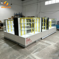 Vitrine en verre haut de gamme pour magasin de téléphonie mobile, présentoir modulaire en îlot avec éclairage LED pour boutique de détail