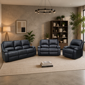 Conjunto de sofá reclinable moderno de cuero PU con brazos acolchados y respaldo firme para sala de estar - Product Image 5