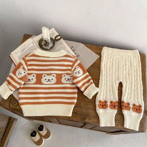 Engepapa Set Autunnale per Bambini con Orso a Righe, 100% Cotone, Maglione e Pantaloni, 2 Pezzi, Abbigliamento Moda per Neonati - Product Image 4