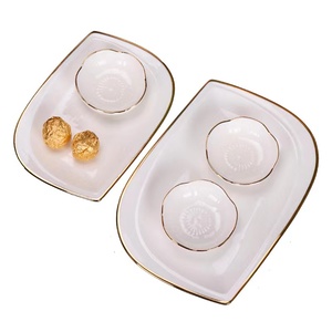 Assiettes d'assaisonnement carrées à bord doré plat de saveur en céramique petits plats de Sauce plats de vinaigre de soja trempage <span class=keywords><strong>bol</strong></span> bon marché - Product Image 6