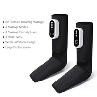 Masseur de jambes et de pieds sans fil à compression d'air avec chaleur - Masseur portable rechargeable sans fil pour mollets avec airbag et pétrissage