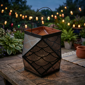 AK, artesanías de latón, farol de vela de transporte con recubrimiento de polvo negro decorativo con asa para el hogar, sala de estar, Diwali, decoración de Navidad - Product Image 2