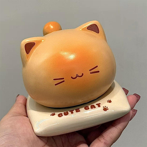 Niedliches Cartoon-Kätzchen Keramik-Geschirrset Katzenförmige Schüssel Tasse Saucenschälchen Mit Deckel für Haushalt Abendessen Geschenk - Product Image 2