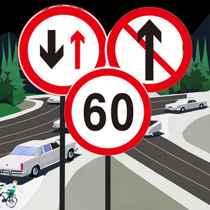 في الطرق المرورية المخصصة على الطريق ، العثور على لوحة ألومنيوم معدنية تتميز بحد أقصى للسرعة وبدون علامات مستقيمة - Product Image 1