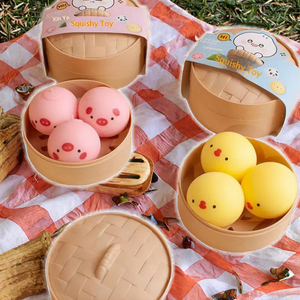 <b>Squishy</b> Toys for Kids Taba Mochi Food Dumpling Toy Rubber TPR Stress Relief Anxiety Relief Bulk Individual Packages - Product Image 5