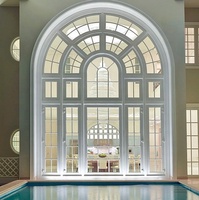 Ventanas de Vidrio Doble con Arco de Estilo Francés SJUMBO, Puerta con Pantalla Insonorizante, Marco de Aluminio