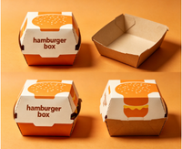 Boîte à hamburger en papier kraft personnalisée, boîte d'emballage jetable résistante à l'huile pour la restauration rapide à emporter