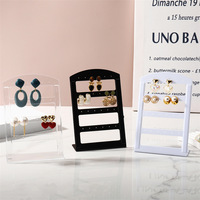 Présentoir à boucles d'oreilles rectangulaire en acrylique à 24 trous, design découpé, support de rangement moderne à quatre niveaux