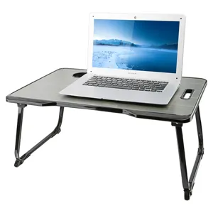 Delux Great — table pliable pour ordinateur portable de 17 pouces, bureau portable réglable et stable, avec porte-gobelet et tiroirs, table de lit