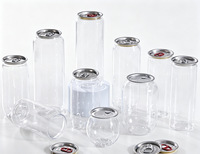 Pot d'emballage vide en PET transparent de qualité alimentaire avec couvercle à ouverture facile en aluminium pour jus, lait, café, thé boba, noix et snacks