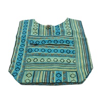 Bolso reciclable bolso Nepal hizo telar de mano ondeando diseño Floral tejido Gheri cabestrillo de algodón hombro bohemio bolso-Algodón