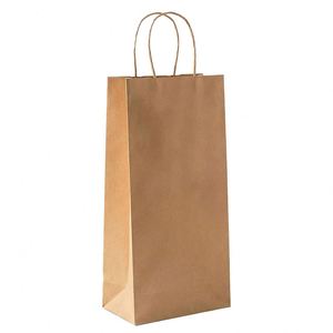 Custom logo Wine Paper <b>Bags</b> with Handles Brown Kraft Wine <b>Gift</b> <b>Bags</b> Bulk Brown Paper Wine <b>Bags</b> with Handles - Product Image 1