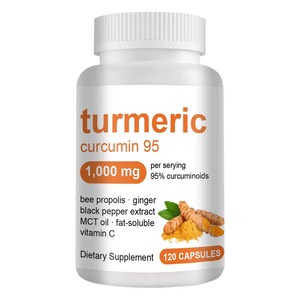 Complément de Curcuma et Curcumine 95% en Capsules avec Vitamine C, <span class=keywords><strong>Propolis</strong></span> d'Abeille, Gingembre, Poivre Noir et Huile MCT en Poudre – 120 Gélules - Product Image 1
