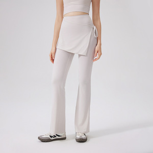 En gros, Leggings de yoga et de sport pour femmes 2-en-1 avec jupe portefeuille amovible, taille haute, effet ventre plat, respirants et à séchage rapide - Product Image 1