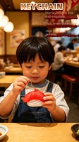 Nouveauté transfrontalière la plus vendue : Porte-clés pendentif Clicker à sushi imprimé en 3D en PLA écologique, style japonais-coréen