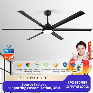 مروحة سقف <span class=keywords><strong>LED</strong></span> حديثة 72 بوصة مباشرة من المصنع، 5 شفرات ألومنيوم، محرك تيار مستمر فائق الهدوء مع تحكم عن بعد للاستخدام الداخلي والخارجي - Product Image 1