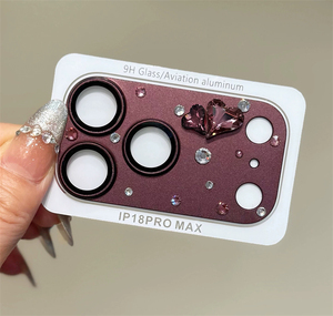 Protector de Lente de Cámara 3D con Diamantes en Forma de Corazón, Película Protectora de Lente de Vidrio Templado 9H para iPhone 18 Pro Max, Accesorios para Móviles - Product Image 3