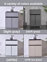 Meuble sous-évier moderne modulaire en acier inoxydable et aluminium spatial, intégré pour balcon, buanderie, cuisine et salle de bain - Meuble de salle de bain pour appartement, évier de cuisine de luxe