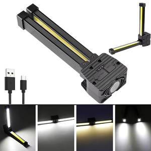 RICHALL Lampe de travail pliante double face Cob 90 degrés vers le haut et vers le bas Aimant puissant avec crochet Batterie externe pour réparation - Product Image 4