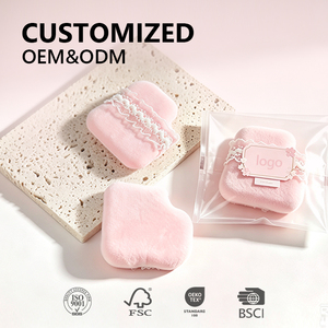 Esponja de <span class=keywords><strong>Maquillaje</strong></span> de Terciopelo Reutilizable con Decoración de Encaje, Aplicador Cosmético Personalizado con Etiqueta Privada y Color Personalizado - Product Image 1