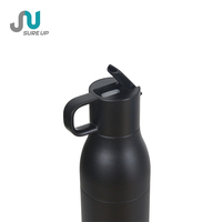 Bouteille isotherme à double paroi avec bouton-poussoir et poignée de transport, 500-740 ml, étanche, anti-poussière, en acier inoxydable, pour les déplacements en extérieur
