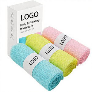 Serviette de bain exfoliante longue en nylon moderne avec logo personnalisé, style japonais et coréen, pour le corps et le dos, éponge filet africaine pour la douche - Product Image 4