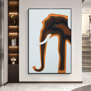 Personnalisé salon couloir art <span class=keywords><strong>mural</strong></span> de luxe abstrait MDF 3D grès peinture éléphant relief murale - Product Image 2