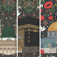 Ensemble d'art imprimé pour mosquées islamiques HAOWAI OEM/ODM_ Décoration murale florale Masjid Al Haram, Nabawi, Aqsa