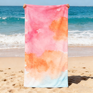Serviette en velours épais 100 % coton à séchage rapide, imprimée réactif, avec logo personnalisé, idéale pour la plage, le bain et les voyages – Vente en gros - Product Image 1