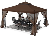 Abcovery 3X3.5M Buiten Prieel Tent Pop-Up Luxe Tuin Tuinhuisje Met Klamboe Wasserdicht Paviljoen Gartenpavillon