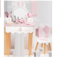 Table de Maquillage Princesse pour Enfants, Coiffeuse de Simulation en Bois, Jouet Maison de Jeu, Cadeau d'Anniversaire pour Filles de 2 à 6 Ans, Couleurs Variées