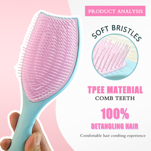 Herramienta para el cuidado del cabello Salón de Casa Cerdas de nailon ABS Logotipo personalizado Lovely Tulip Scalp Maasages Cepillos para el cabello con limpiador interior - Product Image 3