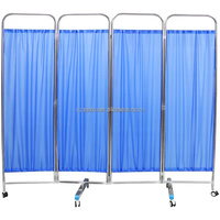 Écran médical pliant hôpital intimité en acier inoxydable Portable Ward écran cloison rideau occultant lit écran paravan