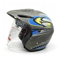 Nouveau casque de moto ouvert FGN pour adulte avec visière et mentonnière en PP, doublure en polyester
