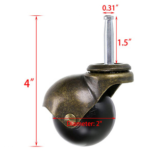 2 Inch Ball Caster Stem Sockets Caster Wheel <span class=keywords><strong>Vintage</strong></span> Antique Swivel Caster for Furniture Sofa Wood Chair Cabinet - Product Image 5