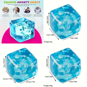 Jouet sensoriel anti-stress en forme de flocon de neige souple à remontée lente, cubes de glace à presser pour l'exercice des mains et la relaxation - Product Image 2