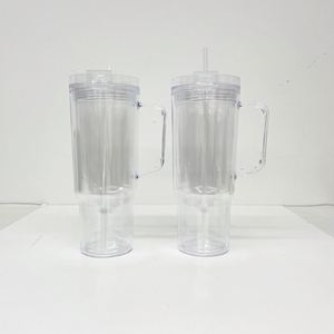 Custom LogoClear Custom 40Oz Double Wall <b>Plastic</b> <b>Cup</b> Handle Kids Acrylic 40 Oz Snow Globe Tumbler With Pre Drilled Hole - Product Image 2