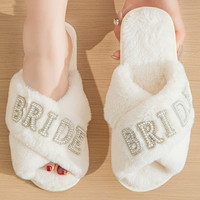 J-333 Bachelorette douche nuptiale fausse fourrure mariée perle pantoufles pour femmes mariée demoiselle d'honneur je fais des diapositives