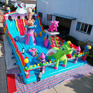 Château gonflable Douerfei <span class=keywords><strong>Dreamland</strong></span> Unicorn, prix de gros, écologique, avec plusieurs toboggans, combo pour aire de jeux extérieure pour enfants - Product Image 4