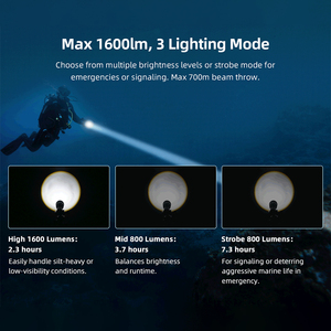 Высококачественный подарочный фонарь XTAR D40, 1600 люмен, для глубоководного погружения, с зумом, водонепроницаемый, светодиодный фонарь для дайвинга и рыбалки - Product Image 6