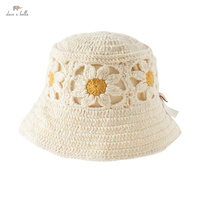 DB1263386 DAVE BELLA Sombrero para Niños, Sombrero de Verano para Niñas, Moda Casual para Exteriores, Sombrero para el Sol con Flores, Sombrero Tejido de Algodón Puro