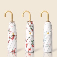 Nouveau Parapluie Floral Pliant à Trois Sections en Tube de Fer pour Femmes, Diamètre Ouvert 97cm, Protection Pluie et Soleil, Anti-UV