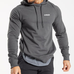 Sudaderas con capucha de manga larga de secado rápido entrenamiento liso correr con capucha hombres compresión personalizada entrenamiento Fitness ropa atlética sudaderas con capucha - Product Image 2