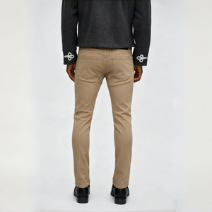 Pantalones Vaqueros Ajustados Color Caqui Premium con Detalles Desgastados y Rotos para un Estilo Casual Diario - Product Image 2