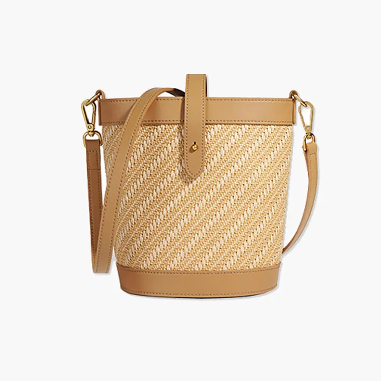 High Quality Ladies Straw Beach Bucket Bags For Summer Women Hand Bags Bucket Bags Purses