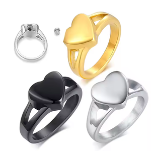 Zhongzhe Urn cincin untuk wanita hati cinta baja nirkarat dapat dibuka abu cincin peringatan kenang-kenangan hadiah cincin - Product Image 1