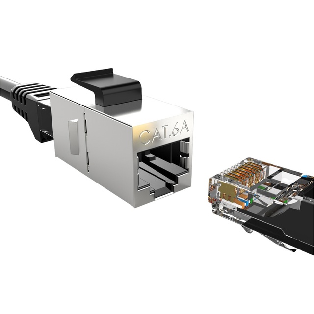 Enmane Rj45 Ethernet LAN Cable Extender Adapter FTP Cat6A Cat7 Copper Metal Keystone Jack Inline Coupler