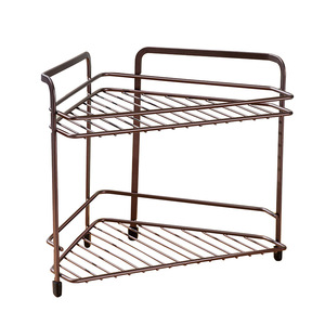 Japanese Style <b>Kitchen</b> Storage <b>Rack</b> Double Layer Corner Shelf With Handle For Condiments And <b>Spices</b> Home Wrought Iron Organizer - Product Image 1