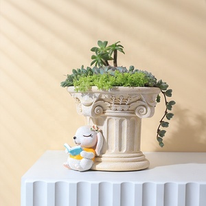 Maceta de Resina Clásica de 4.7 Pulgadas con Diseño de Conejo y Gato, para Suculentas, Decoración de Jardín, Hogar, Escritorio o Estante - Product Image 1