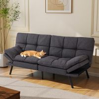 Canapé-lit futon convertible en tissu gris, ensemble de canapés-lits futon pliants modernes, canapé-lit gris pour appartement et petit espace